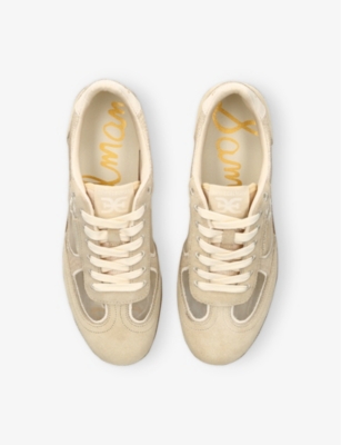 SAM EDELMAN WOMENS TAN COMB KYLA SUEDE AND MESH LOW-TOP TRAINERS EUR 37 / 4 UK 