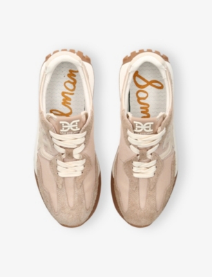 SAM EDELMAN WOMENS SAM EDELMAN LANGLEY SUEDE AND MESH LOW-TOP TRAINERS 