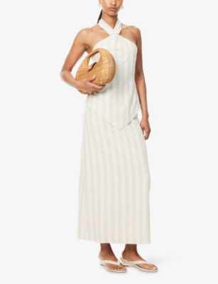 4TH & RECKLESS: Tate Striped Woven Maxi Skirt