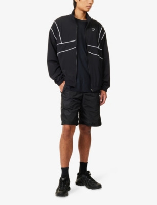 Gymshark Mens Gs Black Retro Crinkle Nylon Track Jacket In Black