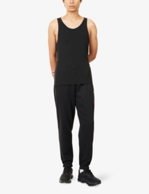 Gymshark Mens Gs Black Varsity Oversized Cotton-blend Jogging Bottoms Xs In Black