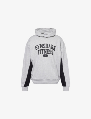 Gymshark Mens Light Grey Core Marl Varsity Logo-text Print Cotton-blend Hoody In Gray