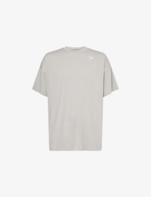 Gymshark Mens Gs Stone Grey Performance Oversized Woven T-shirt Xs In White