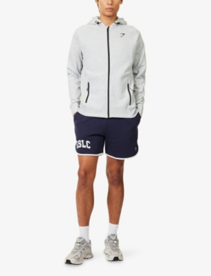 Gymshark Mens Hvy Blu/gs Soft Wht Gslc Contrast 5' Cotton-jersey Shorts In Purple