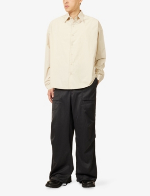 Entire Studios Mens Suiting Grey Barren Cargo Wide-leg Wool Blend Trousers In Black