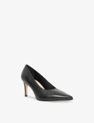 Dune Womens Black Leather Aspiring Heeled Leather Courts Eur 39 / 6 Uk In Black