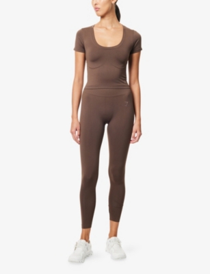 Gymshark Womens Brown Soft Sculpt Midi Stretch-jersey T-shirt Xs In Brown