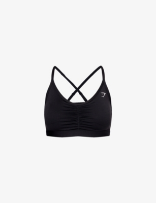 Gymshark Womens Black Ruched Medium-support Sports Bra