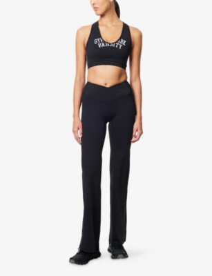 Gymshark Womens Black Lift Varsity Seamless Cropped Stretch-jersey Tank Top In Black