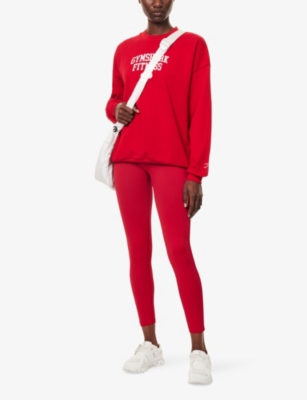 Gymshark Womens Red Lift Varsity Logo Stretch-woven Leggings Xs In Red