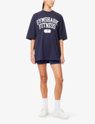 GYMSHARK: Varsity Text-Print Stretch-Cotton T-Shirt