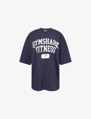 GYMSHARK: Varsity Text-Print Stretch-Cotton T-Shirt