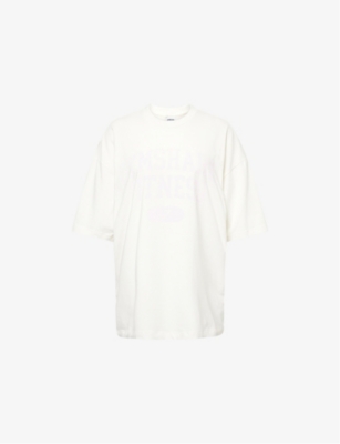 GYMSHARK: Varsity Text-Print Stretch-Cotton T-Shirt