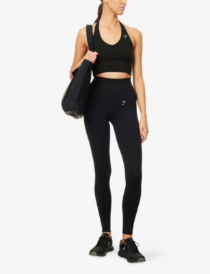 Gymshark Womens Vital Seamless Halter Neck Jersey Tank Top Black In Black