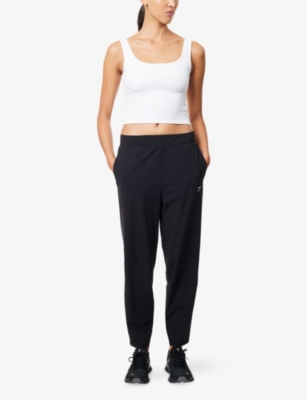 Gymshark Womens White Logo-embroidered Waffle-knit Cropped Tank Top In White