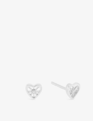 RACHEL JACKSON: Love Story Heart Sterling-Silver Stud Earrings