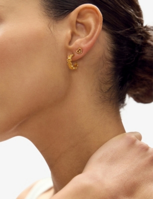 RACHEL JACKSON: Mini Love Story Heart 22ct Yellow Gold-Plated Sterling-Silver Hoop Earrings
