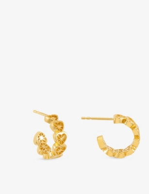 RACHEL JACKSON: Mini Love Story Heart 22ct Yellow Gold-Plated Sterling-Silver Hoop Earrings