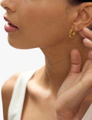 RACHEL JACKSON: Love Story Heart 22ct Yellow Gold-Plated Sterling-Silver Hoop Earrings