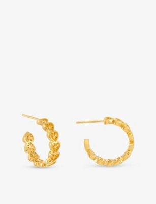 RACHEL JACKSON: Love Story Heart 22ct Yellow Gold-Plated Sterling-Silver Hoop Earrings