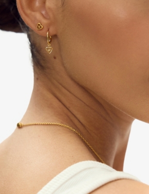 RACHEL JACKSON: Love Story Heart 22ct Yellow Gold-Plated Sterling-Silver Huggie Hoop Earrings