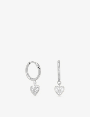 RACHEL JACKSON: Love Story Heart Sterling-Silver Huggie Hoop Earrings
