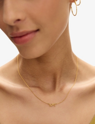 RACHEL JACKSON: Mini Art Deco Love 22ct Yellow Gold-Plated Sterling-Silver Necklace