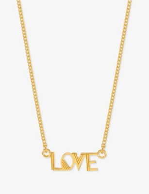 RACHEL JACKSON: Mini Art Deco Love 22ct Yellow Gold-Plated Sterling-Silver Necklace