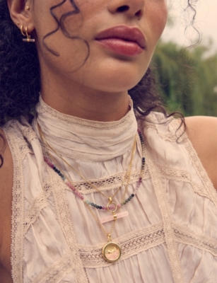 RACHEL JACKSON: Guardian Angel 22ct Yellow Gold-Plated Sterling-Silver And Rose Quartz Amulet Necklace