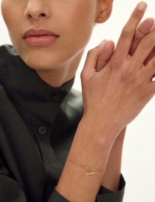 RACHEL JACKSON: Love Mini T-Bar 22ct Yellow Gold-Plated Sterling-Silver And Rose Quartz Bracelet