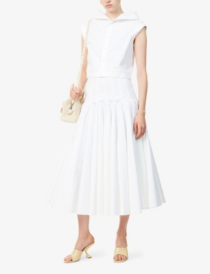 Jacquemus Womens White Triana Pleated Cotton Maxi Skirt In White