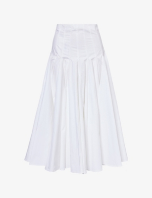 Jacquemus Womens White Triana Pleated Cotton Maxi Skirt In White