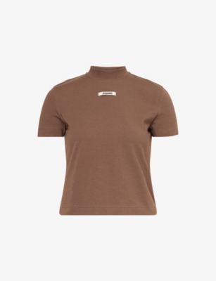 JACQUEMUS: Logo-Patch Cropped Stretch-Cotton T-Shirt