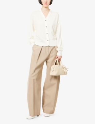 Jacquemus Womens Off-white Le Brode Logo-embroidered Knitted Wool Cardigan In White