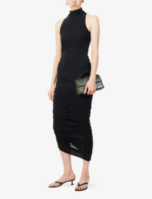 Jacquemus Womens Black Piazza Draped Stretch-woven Maxi Dress Xs In Black