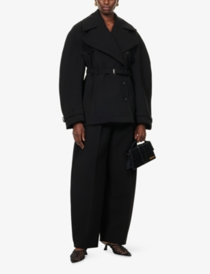 Jacquemus Womens Black Ovalo Court Belted Stetch-woven Trench Coat