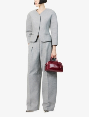Jacquemus Womens Light Grey Curvo Wide-leg Cotton And Wool Trousers In Gray