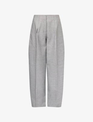 Jacquemus Womens Light Grey Curvo Wide-leg Cotton And Wool Trousers In Gray