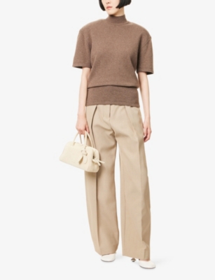 JACQUEMUS: P La Maille Castagna High-Neck Wool Top