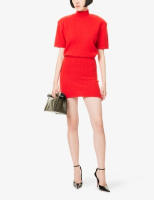 Jacquemus Womens Red La Robe Maille High-neck Wool Mini Dress In Red