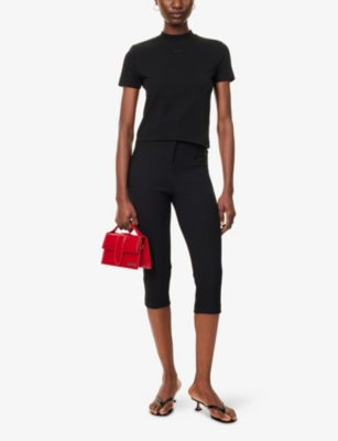 JACQUEMUS: Logo-Patch Cropped Stretch-Cotton T-Shirt