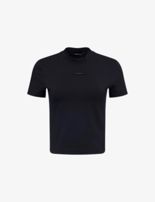 JACQUEMUS: Logo-Patch Cropped Stretch-Cotton T-Shirt