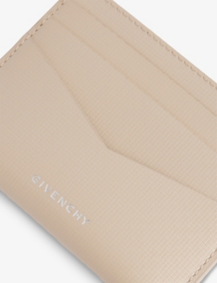Givenchy Mens Beige Monogram Leather Card Holder In Sand