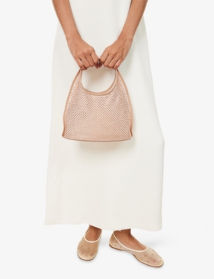 Dear Frances Womens Nude Pink Crystal-embellished Mini Mesh Tote Bag