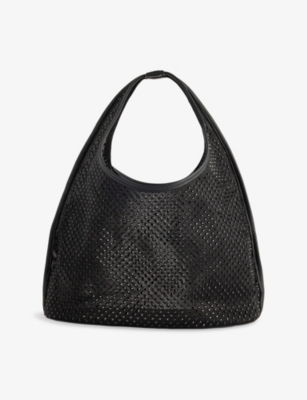 Dear Frances Womens Black Crystal-embellished Mini Mesh Tote Bag