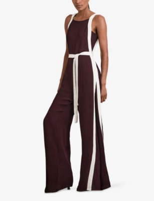 REISS: Salma Colour-Block Woven Jumpsuit