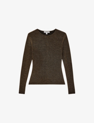 REISS: Saraphina Metallic Stretch-Knit Top