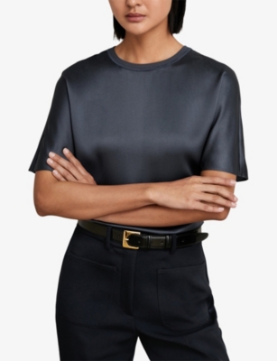 REISS: Lena Short-Sleeve Silk Top