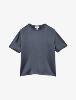 REISS: Lena Short-Sleeve Silk Top