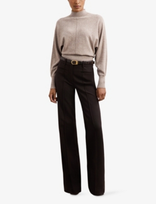 Reiss Womens Neutral Susie Funnel-neck Wool And Cashmere-blend Jumper In Neutral